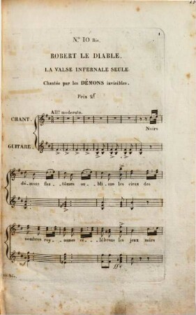 Robert le diable : opéra en 5 actes ; catalogue thématique des morceaux détachés avec accompt. de guitare. 10, Valse infernale