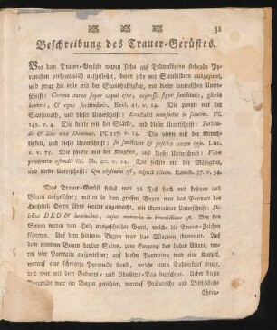 Beschreibung des Trauer-Gerüstes.