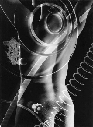 Experimentelle Fotografie von Germin. Fotomontage 1973. Hier: Montage einer Aufnahme vonTeflon-Material der Firma Mirkel und einer Aktaufnahme aus dem Jahr 1959