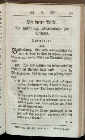 Der vierte Artikel. Von leichten 94. widernatürlichen 90. Geburten.
