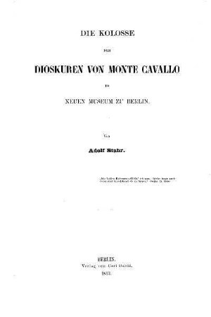 Die Kolosse der Dioskuren von Monte Cavallo im Neuen Museum zu Berlin