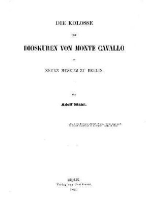 Die Kolosse der Dioskuren von Monte Cavallo im Neuen Museum zu Berlin