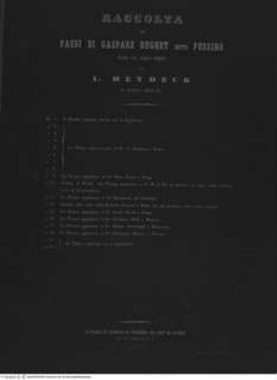 Raccolta di paesi di Gaspare Dughet detto Pussino / incisi all'acqua forte da A. Heydeck in Dessau 1849; Paris 1849, Titelblatt