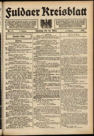 Zweite Ausgabe vom Dienstag, den 28. März 1911.