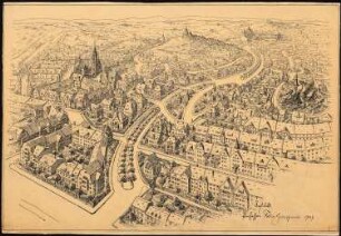 Stadterweiterung Hirschberg: Perspektivische Ansicht (Vogelschau)
