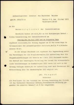 T. Wiegand an Mitglieder ZD