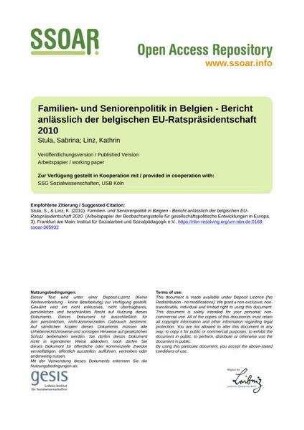 Familien- und Seniorenpolitik in Belgien - Bericht anlässlich der belgischen EU-Ratspräsidentschaft 2010