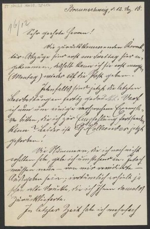 Brief an B. Schott's Söhne : 12.12.1915