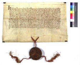 König Karl bestätigt die inserierten Privilegien König Albrechts von 1308 Januar 15 und König Heinrichs von 1311 Oktober 11, die Schenkung der Parochialkirche zu Reutlingen an das Kloster Königsbronn betreffend.