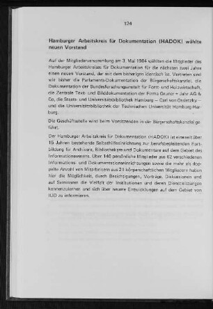 Hamburger Arbeitskreis für Dokumentationen (HADOK) wählte neuen Vorstand