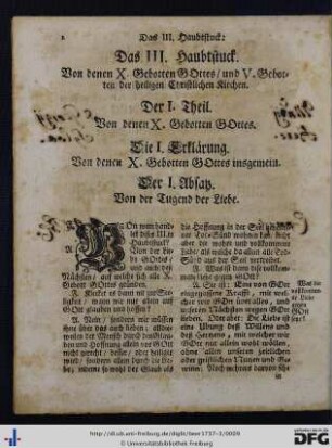 Der I. Theil. Von denen X Gebotten Gottes.