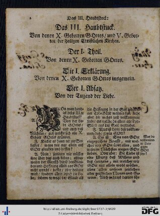 Der I. Theil. Von denen X Gebotten Gottes.