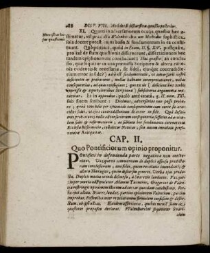Cap. II. Quo Pontificorum opinio proponitur.