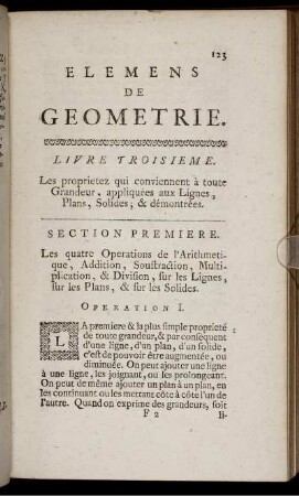 Livre III - IV. À toute Grandeur aux lignes plans, solides et démontrées. Des Raisons et Proportions des Lignes, Triangles et des Figures.