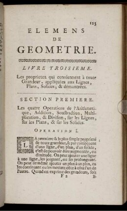 Livre III - IV. À toute Grandeur aux lignes plans, solides et démontrées. Des Raisons et Proportions des Lignes, Triangles et des Figures.
