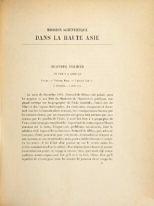 Mission scientifique dans la Haute Asie 1890 - 1895 : Comité des Travaux historiques et scientifiques, - section de Géographie historique et Descriptive, 1