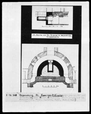 Regensburg, Katholische Pfarrkirche Sankt Emmeram, Ringkrypta, Längsschnitt