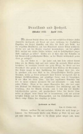 Brautstand und Hochzeit. Oktober 1835 bis April 1836