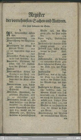 Register der vornehmsten Sachen und Autoren