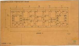 Fischer, Theodor; München, Ausstellungspark Theresienhöhe; Ausstellungsgestaltung Raum Prof. Fischer - Wände (Übersicht)