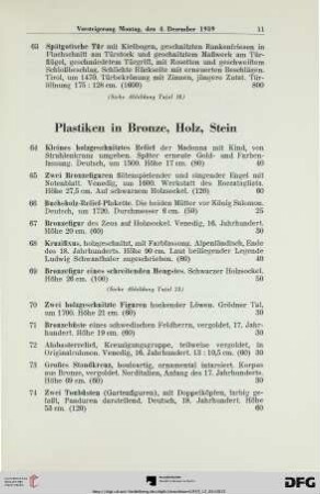 Plastiken in Bronze, Holz, Stein (Nr. 64-122)