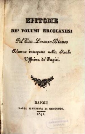 Epitome dei volumi Ercolanesi