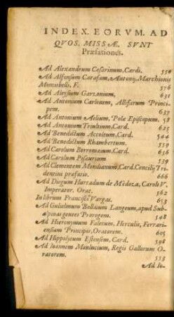 Index. Eorum. Ad. Quos. Missae. Sunt Praefationes.