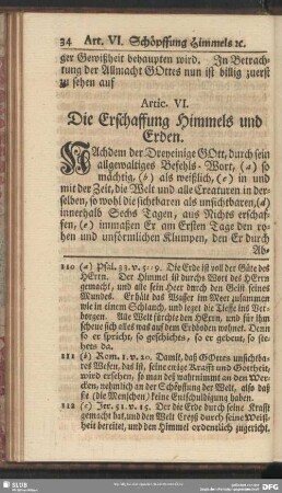 Artic. VI. Die Erschaffung Himmels und Erden