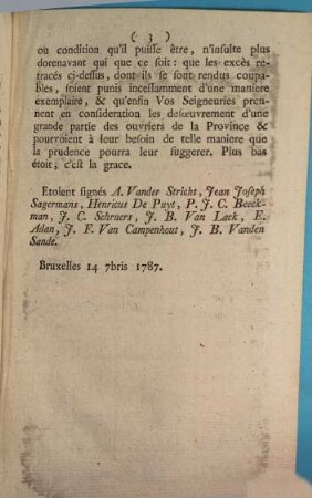 A Messeigneurs les Etats de Brabant dans leur Assemblée Générale : [Bruxelles 14 7bris 1787.]