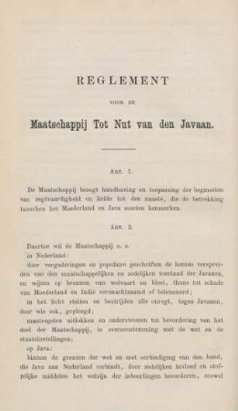 Reglement voor der Maatschappij Tot Nut van den Javaan