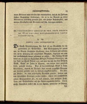 II. De Versionibus Librorum Vet. Test. Graeca ... Et Latinis Notabilioribus Usitatioribusque.