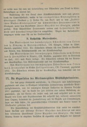 IX. Die Organisation des Württembergischen Wohlthätigkeitsvereins.