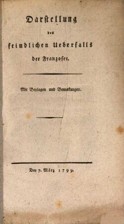 Darstellung des feindlichen Ueberfalls der Franzosen