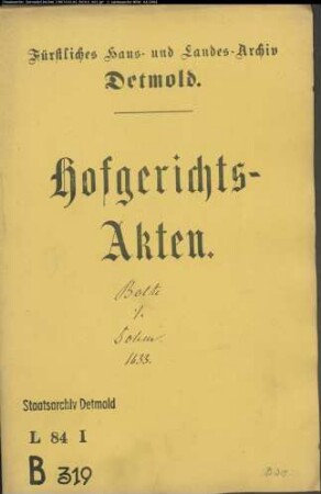 Bolte, Jakob und Consort. gegen Albert Dohm - Erbschaft