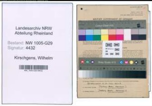 Entnazifizierung Wilhelm Kirschgens , geb. 19.12.1902 (Bahninspektor)