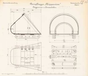Dampfbagger »Nipperwiese«: Baggereimer und Eimerschaken: Ansicht, Schnitte 1:5