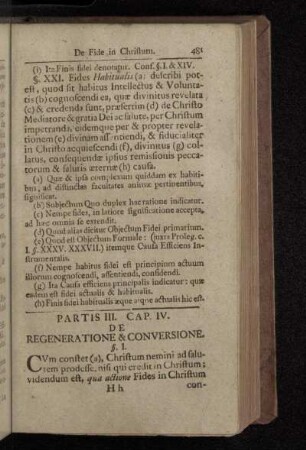 Partis III. Cap. IV. De Regeneratione & Conversione.