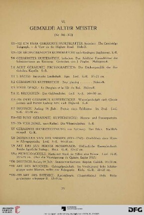VI. Gemälde alter Meister (Nr. 301-372)