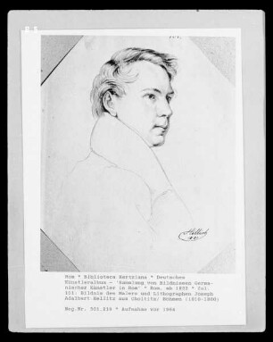 Deutsches Künstleralbum: Sammlung von Bildnissen Germanischer Künstler in Rom — fol. 101: Bildnis des Malers und Lithographen Joseph Adalbert Hellitz aus Choltitz/ Böhmen (1810-1880)