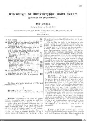 162. Sitzung, Stuttgart, 21.7.1916