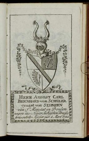 Herr August Carl Bernhard von Schüler genant von Sehnden[...] - Herr Georg Gottlob Balemann[...]