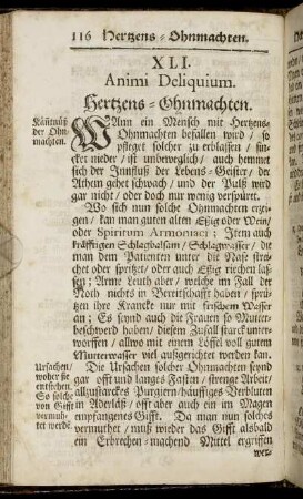 XLI. Animi Deliquium. Hertzens-Ohnmachten - LIII. Venena & eorum alexiapharmaca. Gifft- und Gegen-Gifft