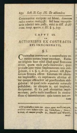 650-666, Caput IX. De actionibus ex contractibus innominatis