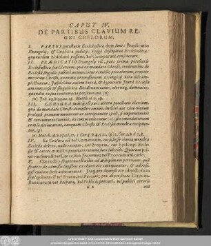 Caput IV. De Partibus Clavium Regni Coelorum.