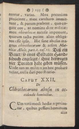 Caput XXII. De Chirothecarum abusu in occidendis hominibus.