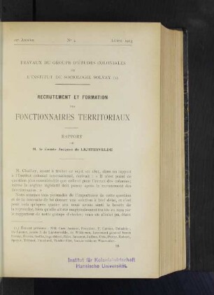 Recrutement Et Formation des Fonctionnaires Territoriaux.