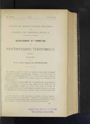 Recrutement Et Formation des Fonctionnaires Territoriaux.