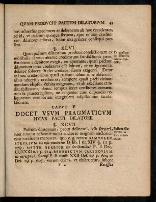 43-48, CAPVT V. DOCET VSVM PRAGMATICVM HVIVS PACTI DILATORII.