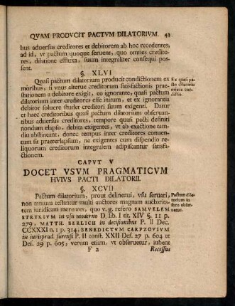 43-48, CAPVT V. DOCET VSVM PRAGMATICVM HVIVS PACTI DILATORII.
