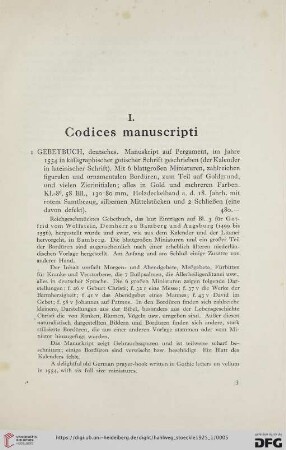 I. Codices manuscripti (Nr.1-6)